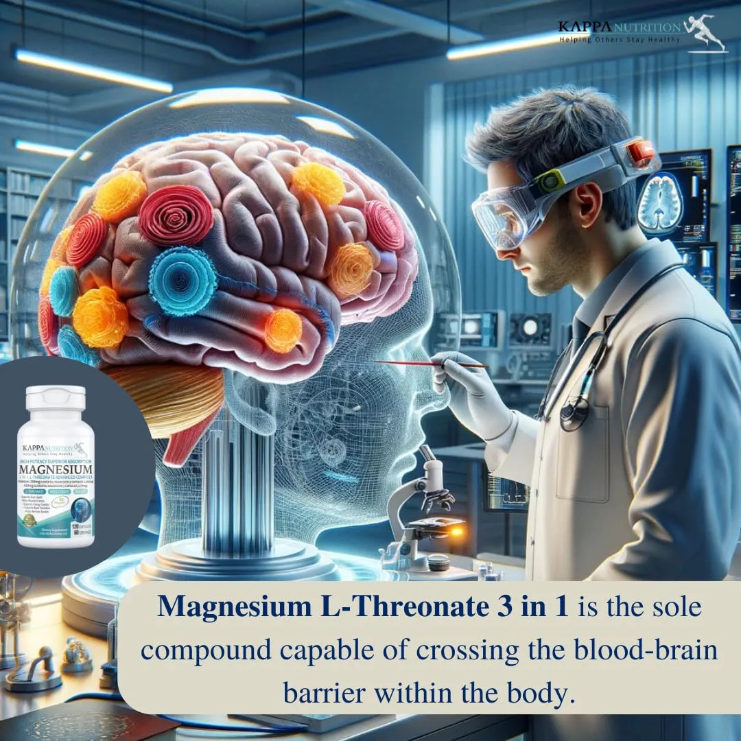 (150 Capsules), 2,253mg Per Serving, Providing 420mg Elemental Magnesium, L-Threonate, Bisglycinate Chelate, Malate, from Kappa Nutrition.