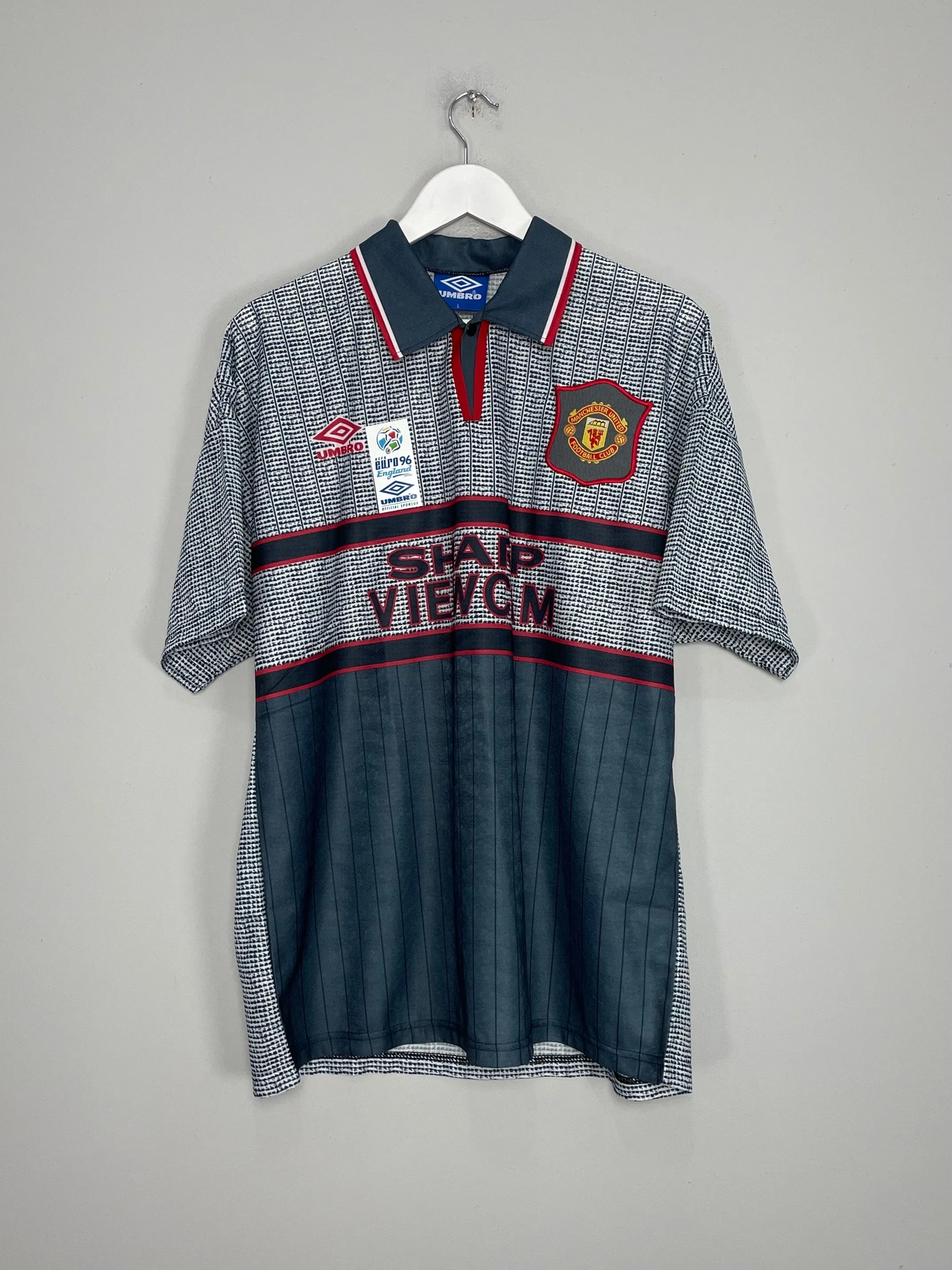 1995/96 MANCHESTER UNITED CANTONA #7 *BNWT* AWAY SHIRT (L) UMBRO