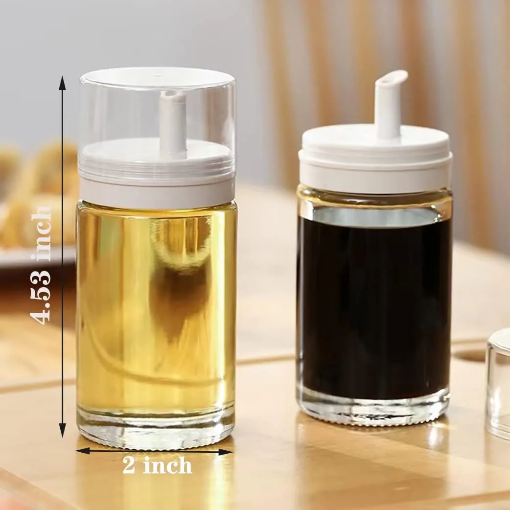 2 Pack Olive Oil and Vinegar Dispenser Bottle Set for Kitchen Small Glass Leak-Proof No Drip BPA Free Cooking Oil Container 3.38oz