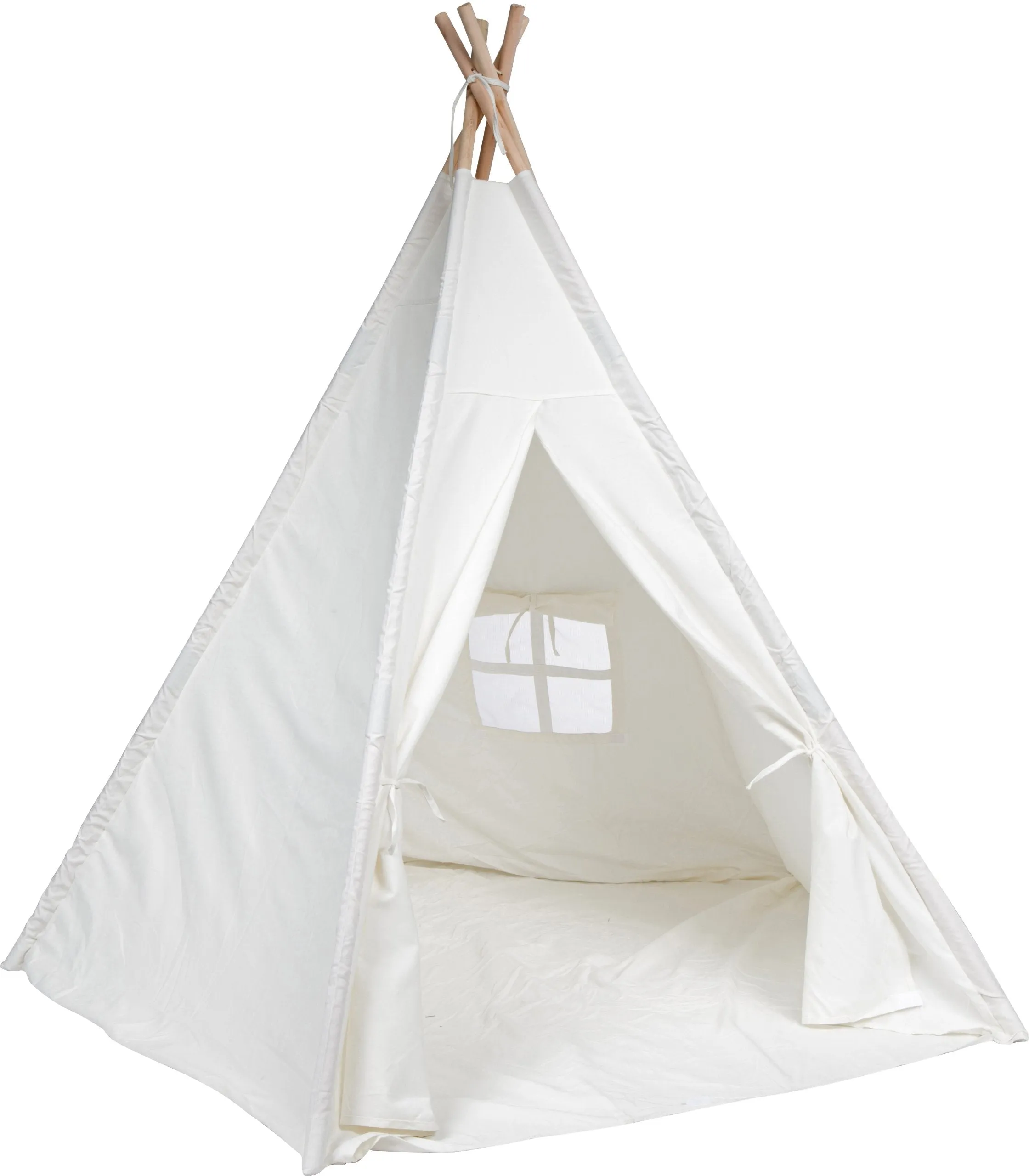 6' Giant Teepee Play House of Pine Wood with Carry Case by Trademark Innovations (White)