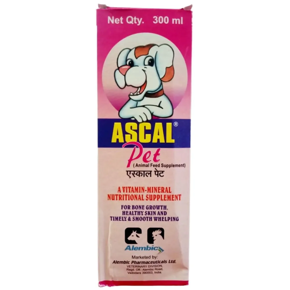 Alembic Ascal Pet Syrup Calcium Supplement for Dogs and Cats (300ml)