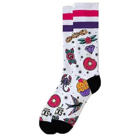 American Socks White Cupcake Mid High Socks