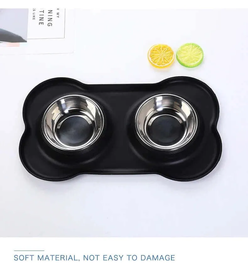 Anti-Slip Stainless Steel Pet Feeder Bowls with Durable Mat