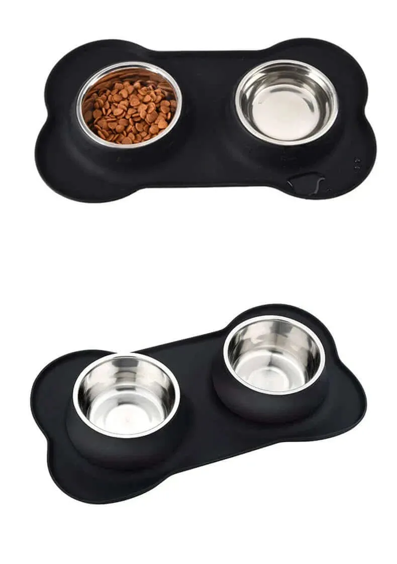 Anti-Slip Stainless Steel Pet Feeder Bowls with Durable Mat