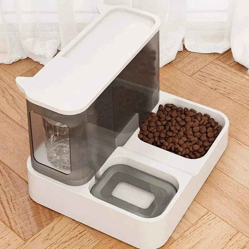 Automatic Cat Food Dispenser with Large Capacity, Separate Wet and Dry Food, Integrated Water Bowl, and Pet Supplies Storage