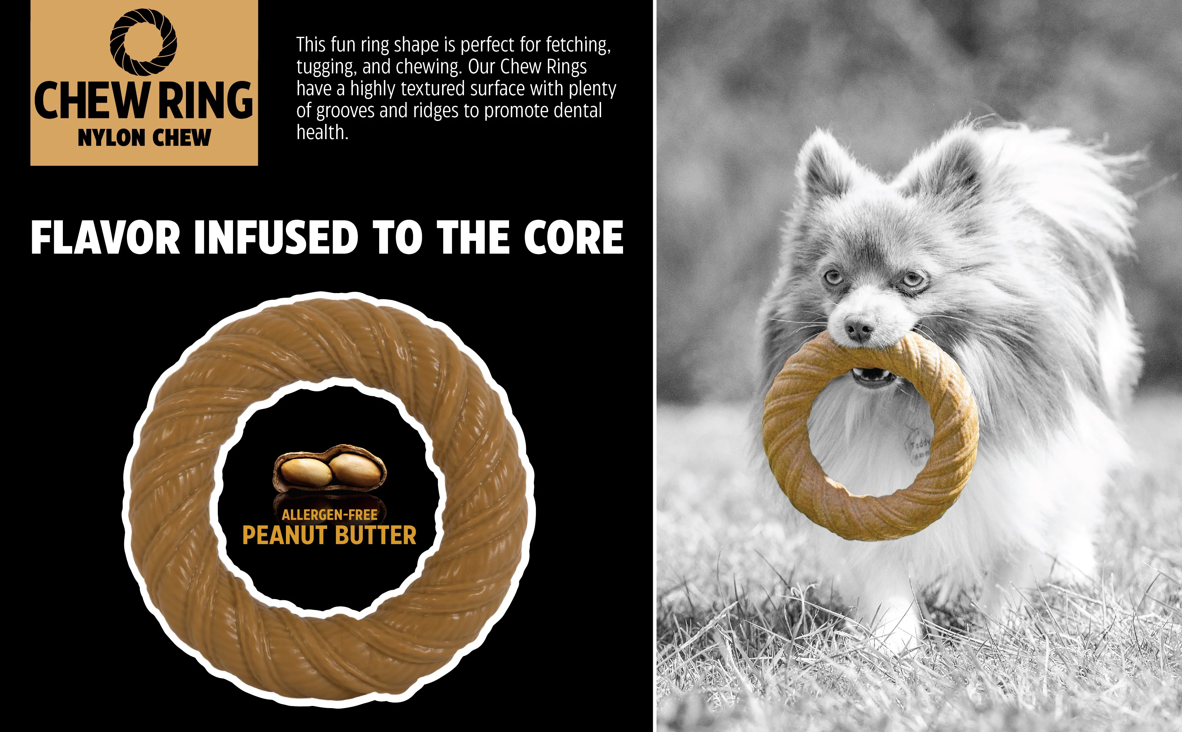 BarkBone Natural Instinct Peanut Butter Infused Nylon Chew Ring