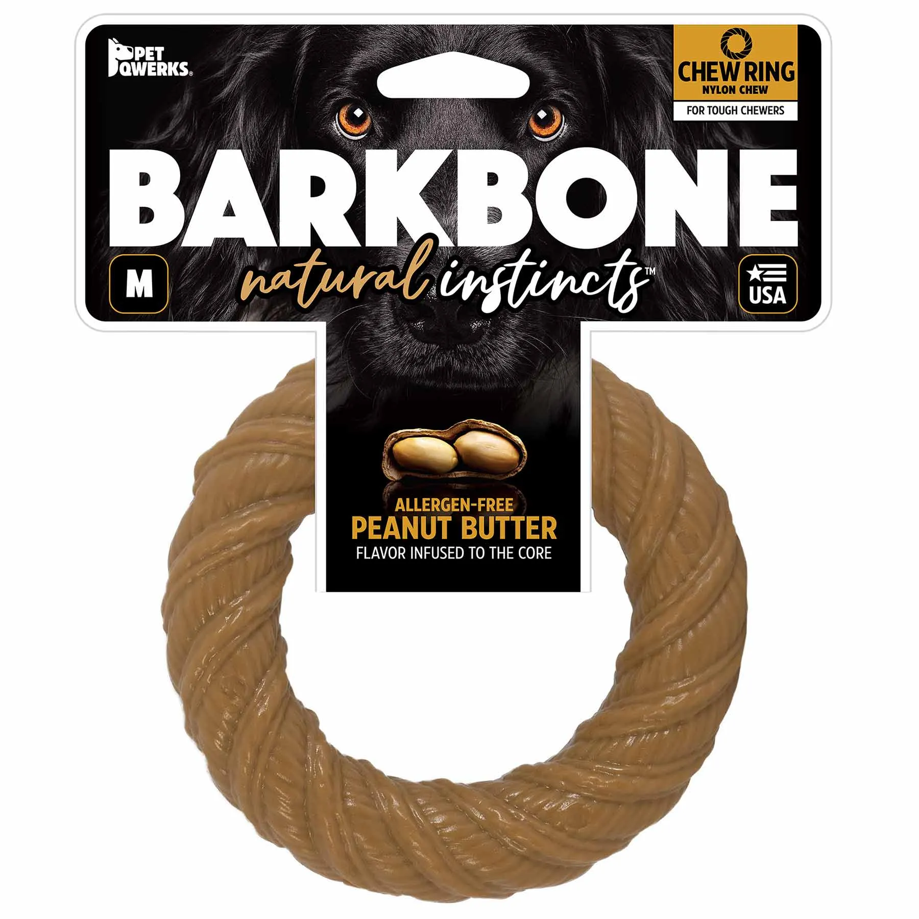 BarkBone Natural Instinct Peanut Butter Infused Nylon Chew Ring