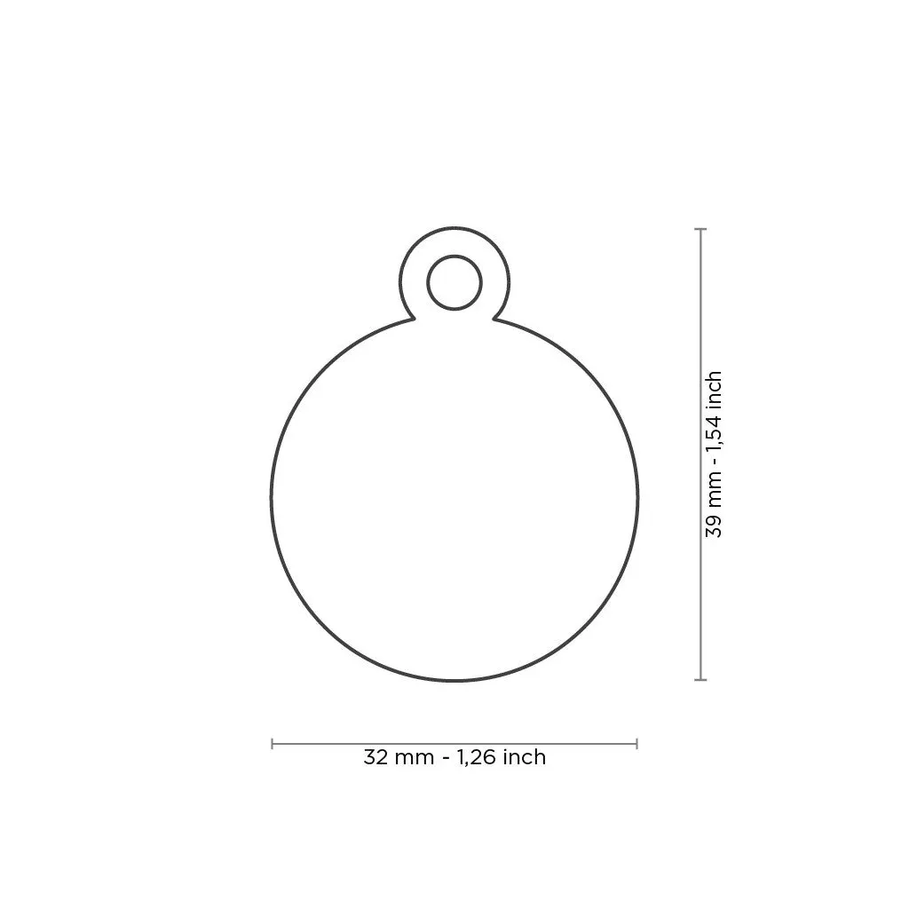 Basic Collection Big Round in Chrome Plated Brass ID Tag