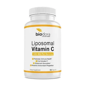 Biodora Liposomal Vitamin C, Healthy Immune System, Supports Heart Health, Enhanced Energy Level, Antioxidant Properties, 1400mg Per Servings, 180 Capsules