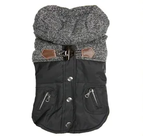 Black & Grey Tweed Dog Coat