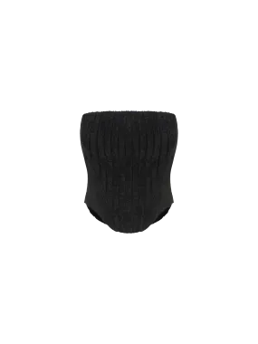 Black Velvet Patchwork Tube Top