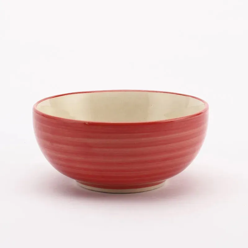 Ceramic Red Spiral Bowls | Set Of 4