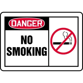 Danger No Smoking Graphic Alert Sign, 14"W x 10"H