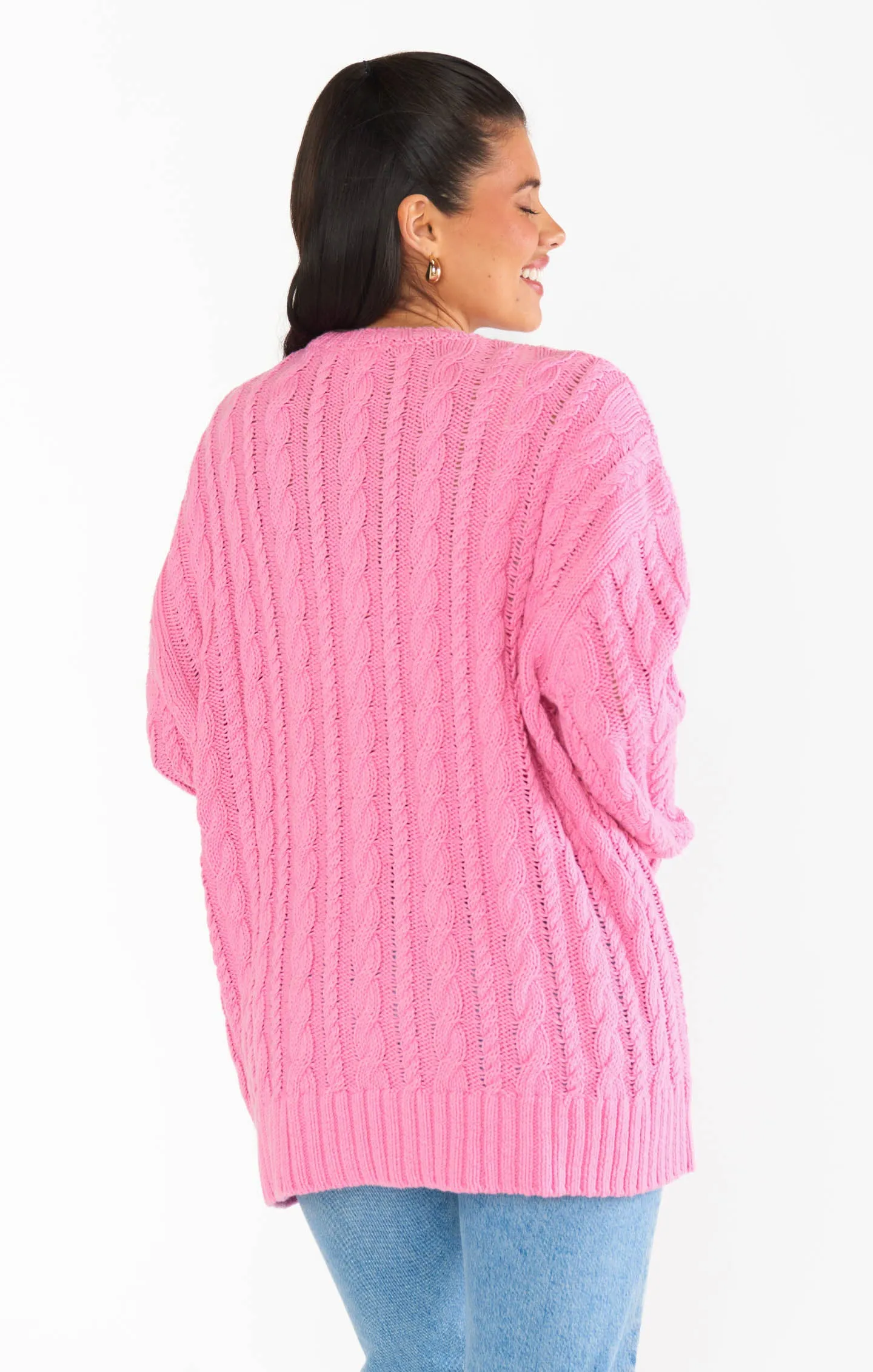 Day to Day Tunic Sweater ~ Pink Cable Knit