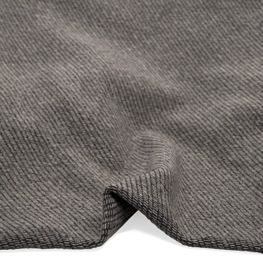 Deadstock Textured Twill Wool Blend Coating - Light Grey/Umber