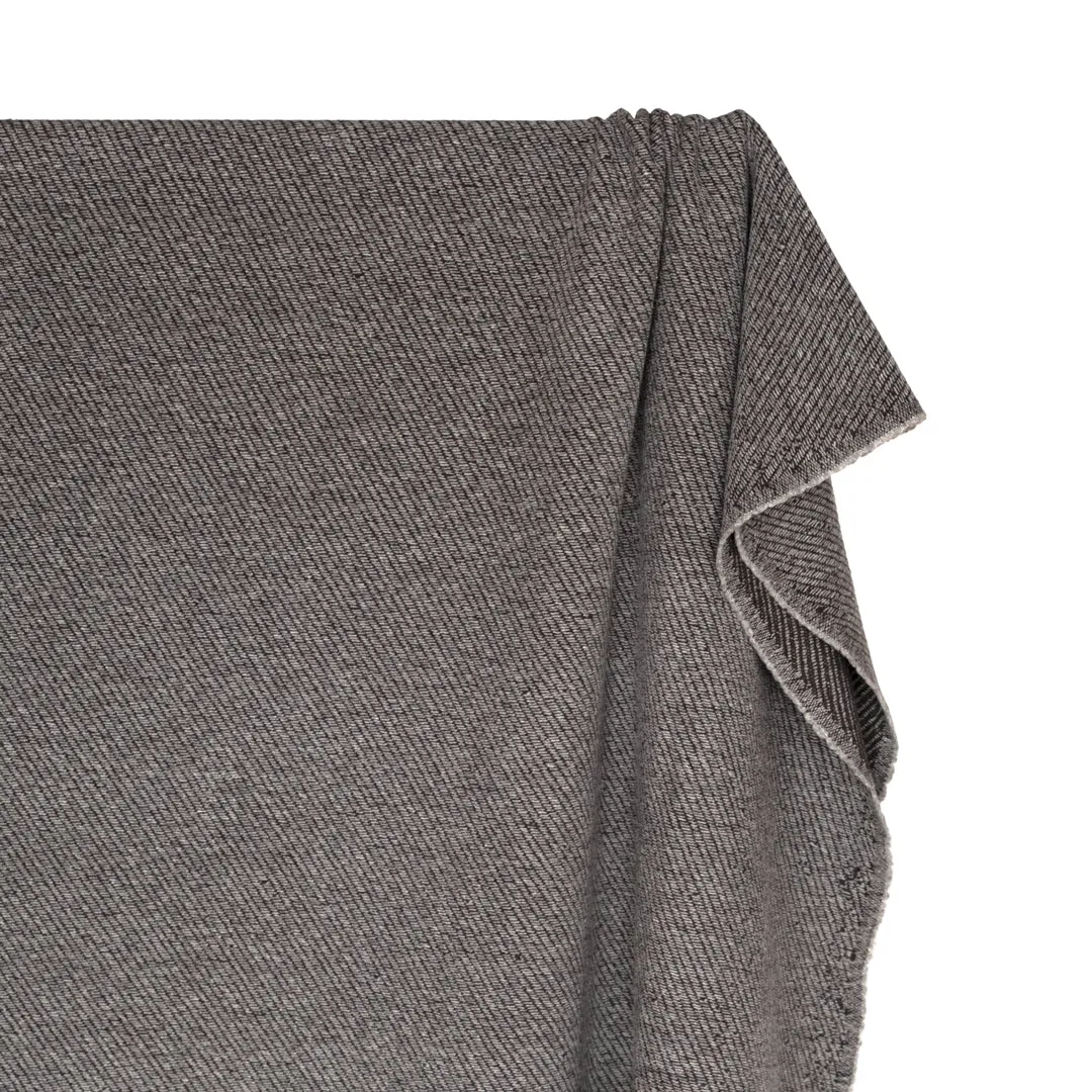 Deadstock Textured Twill Wool Blend Coating - Light Grey/Umber