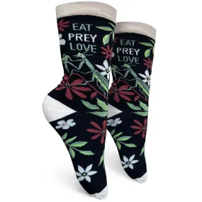 Eat Prey Love Women's Socks Featuring Mantis Motif