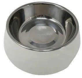 Facet Round Cat Dog Bowl - White S/L