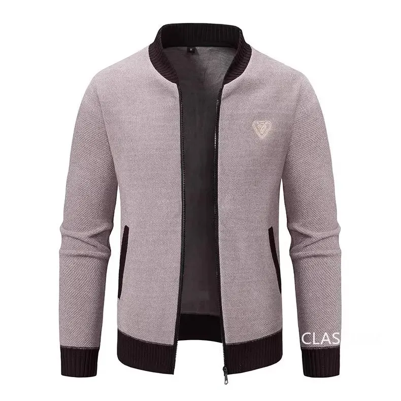 Flat Knitted High Quality Fleece Thick Warm Slim Sweater Jacket