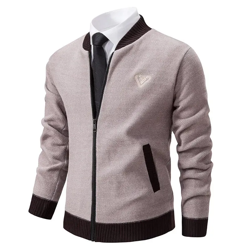 Flat Knitted High Quality Fleece Thick Warm Slim Sweater Jacket