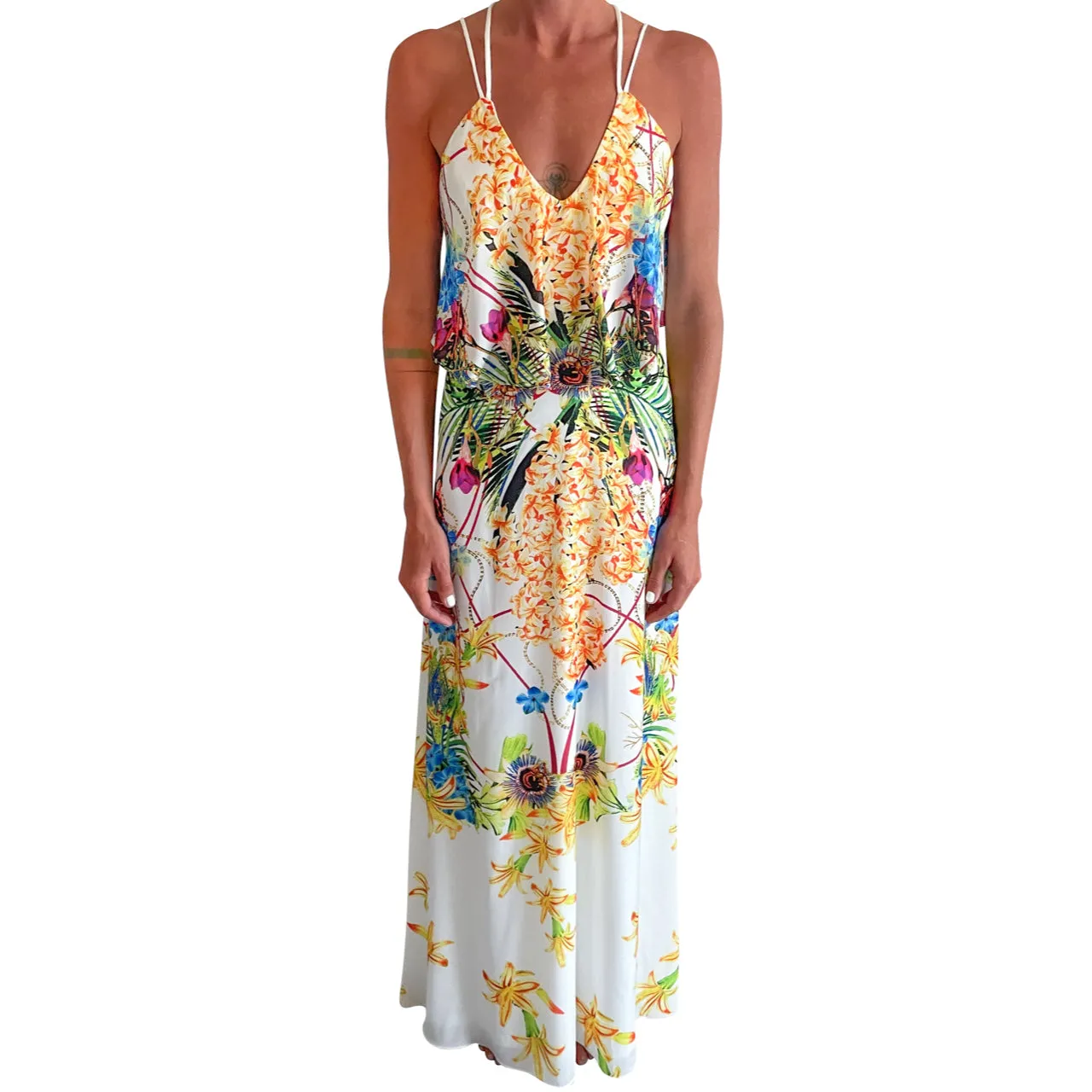 Forever Unique Tropical Print Maxi Dress