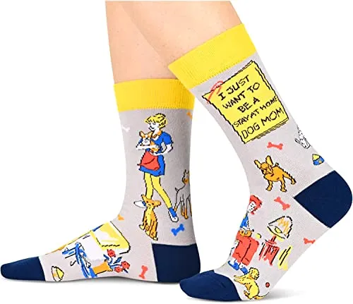 Funny Saying Dog Gifts for Women,I Just Want To Be A Stay At Home Dog Mom,Novelty Dog Socks