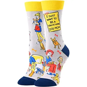 Funny Saying Dog Gifts for Women,I Just Want To Be A Stay At Home Dog Mom,Novelty Dog Socks