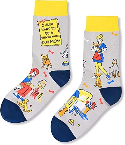 Funny Saying Dog Gifts for Women,I Just Want To Be A Stay At Home Dog Mom,Novelty Dog Socks