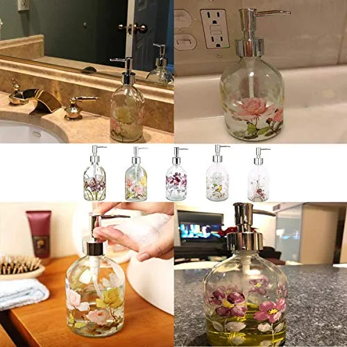 Glass Soap Dispenser Bottle with Pump,Refillable Liquid Hand Soap Dispenser for Bathroom, Kitchen Soap Dispenser 17 oz