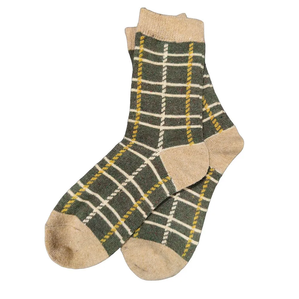 Green Criss Cross Ladies Wool blend socks