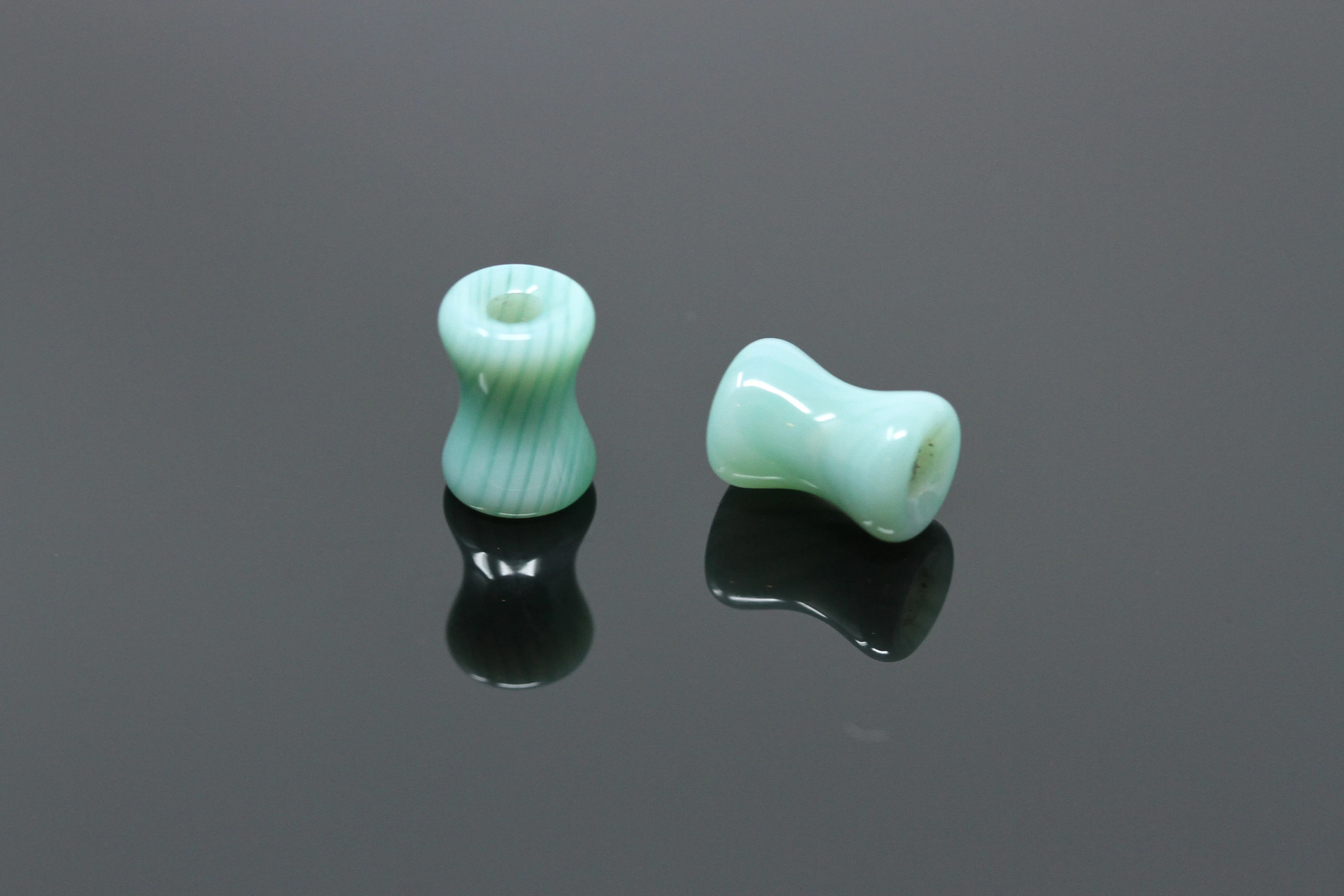 Green Line Agate Tunnels - (Pair) - PH139