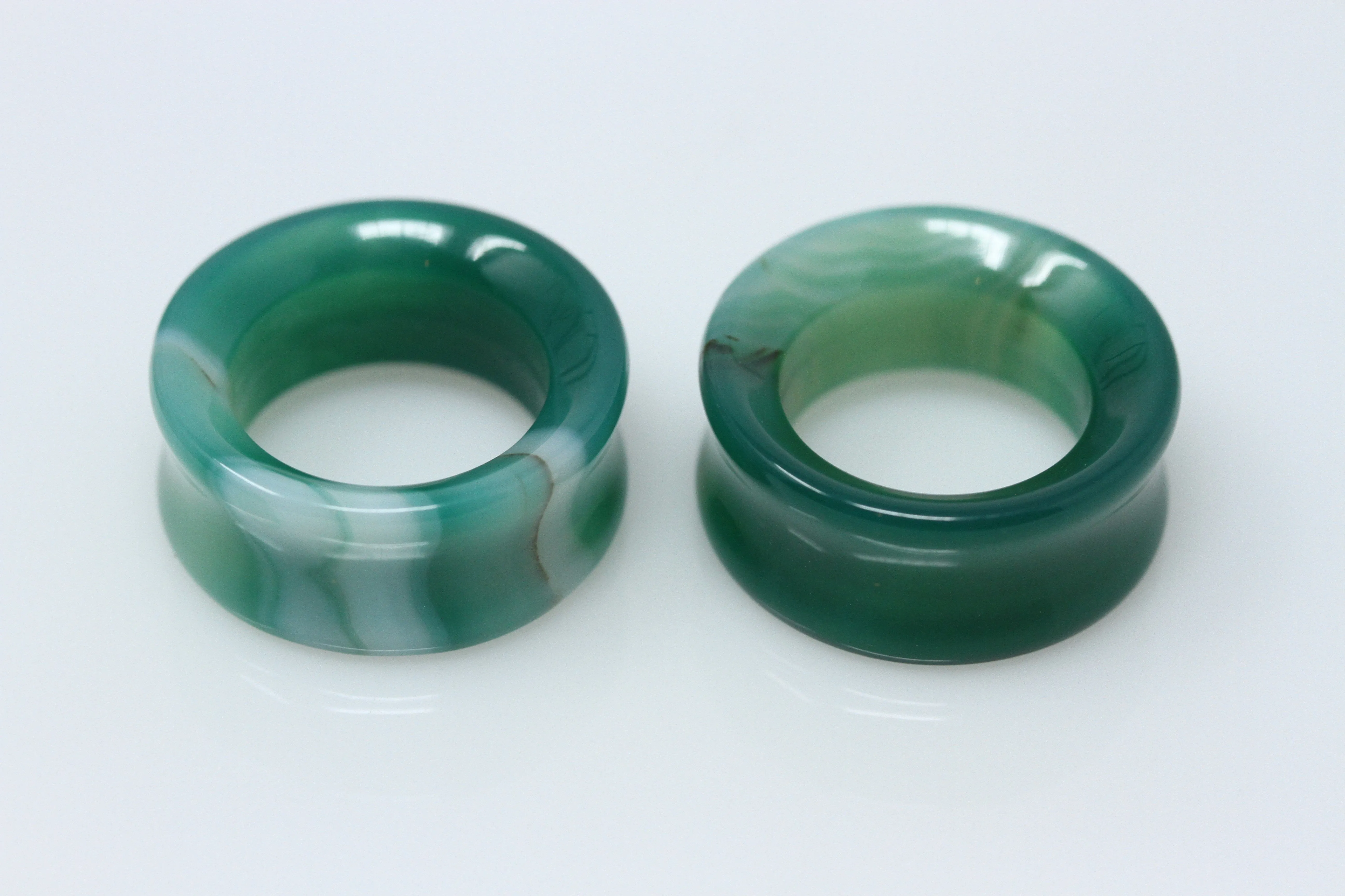 Green Line Agate Tunnels - (Pair) - PH139