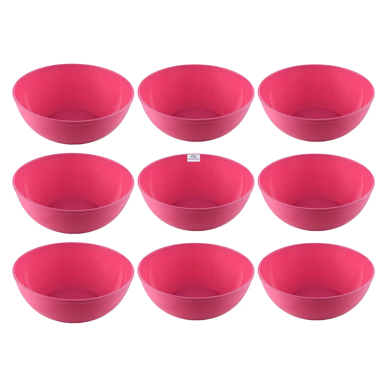 Heart Home Bowls|Plastic Dishwasher Safe Bowl|Multipurpose Serving Bowls|Bowls for Kitchen|Microwave Safe Bowls for Salad|Soup|Pasta|1500 ML|Pack of 9 (Pink)