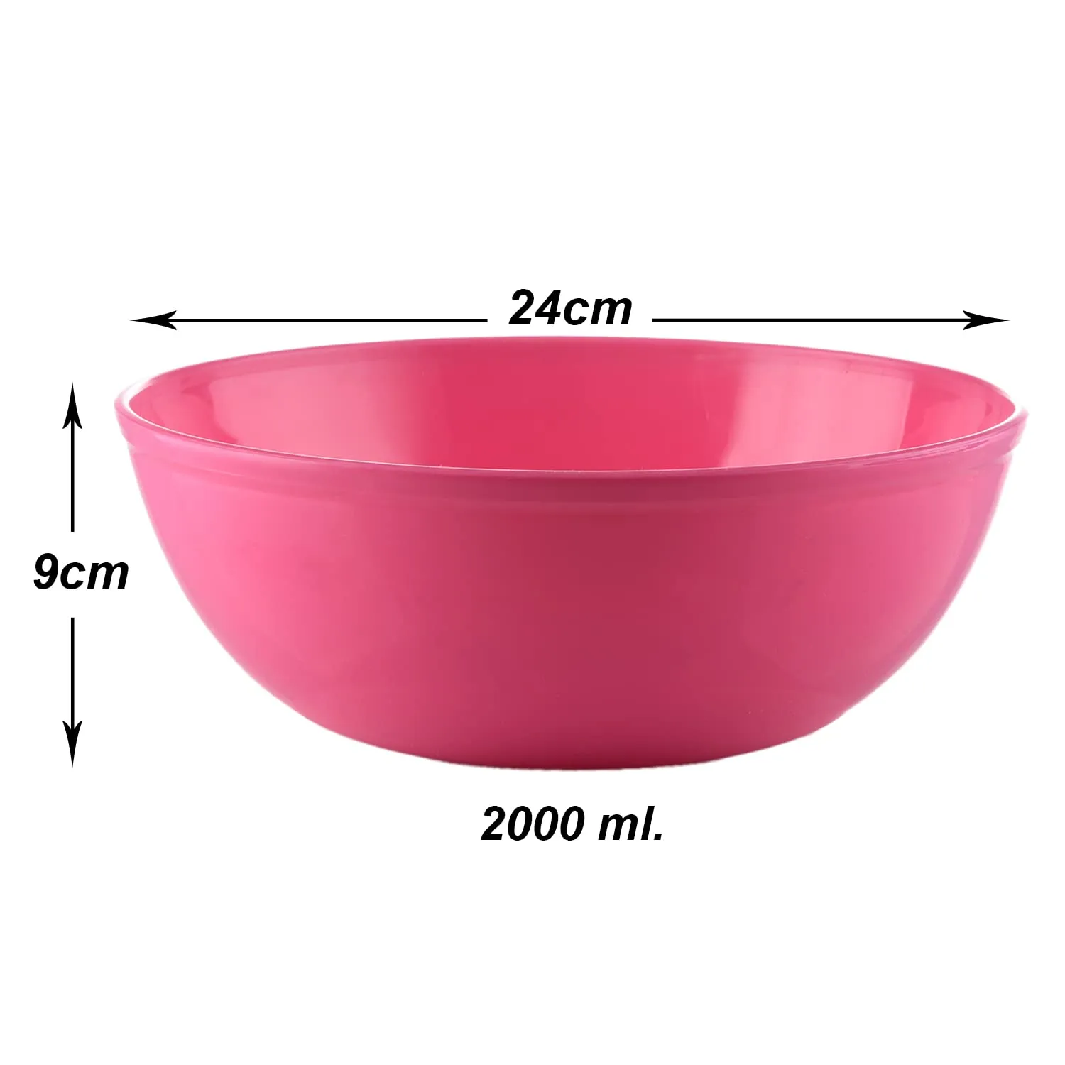 Heart Home Bowls|Plastic Dishwasher Safe Bowl|Multipurpose Serving Bowls|Bowls for Kitchen|Microwave Safe Bowls for Salad|Soup|Pasta|2000 ML|Pack of 6 (Pink)