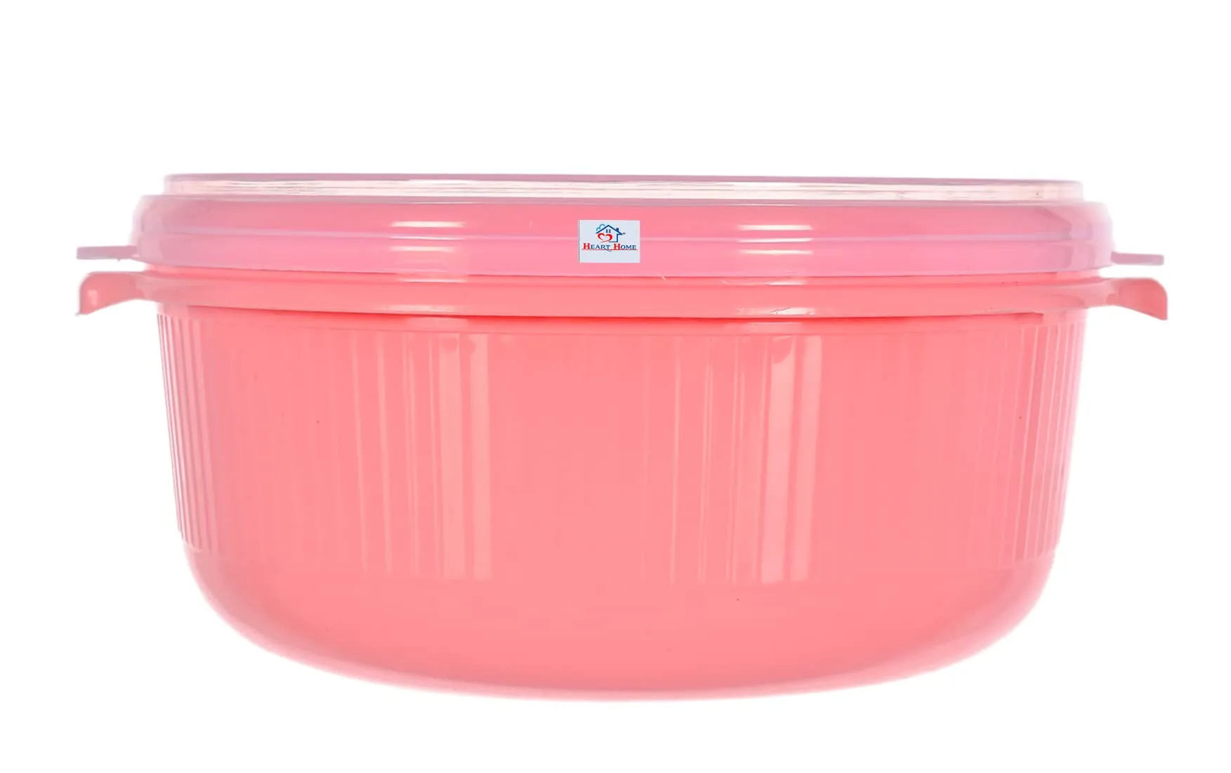 Heart Home Food Grade, Microwave & Freezer Safe Plastic Bowls, Food Storage Container Set With Lid, Set of 3 (3200ml, 1800ml, 1000ml) (Pink)-46HH0320