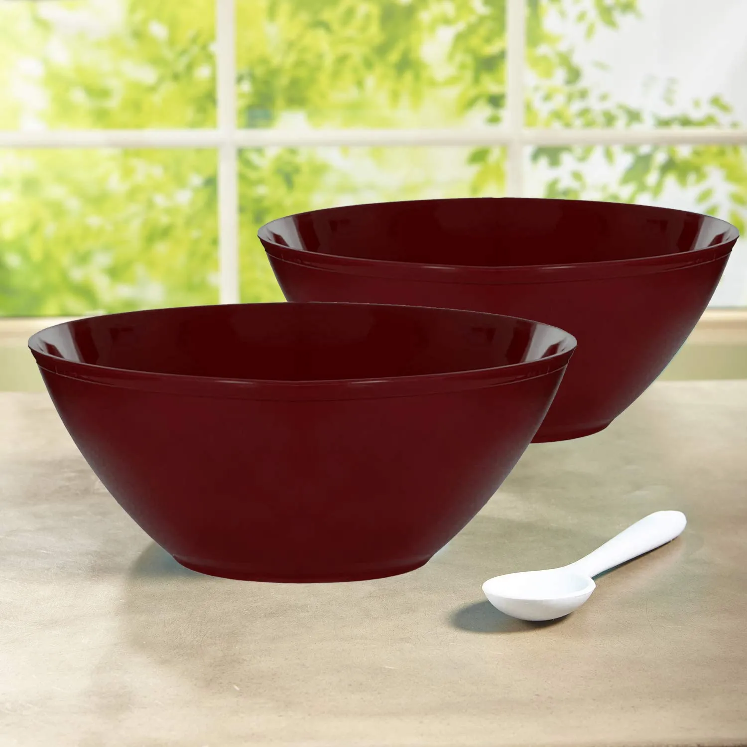 Heart Home Plastic Microwave Safe Unbreakable Mixing Bowl/Salad/Dining Table/Kitchen Plastic Bowl Set, 1500 Ml (Set of 6) Brown-KUBMART15663