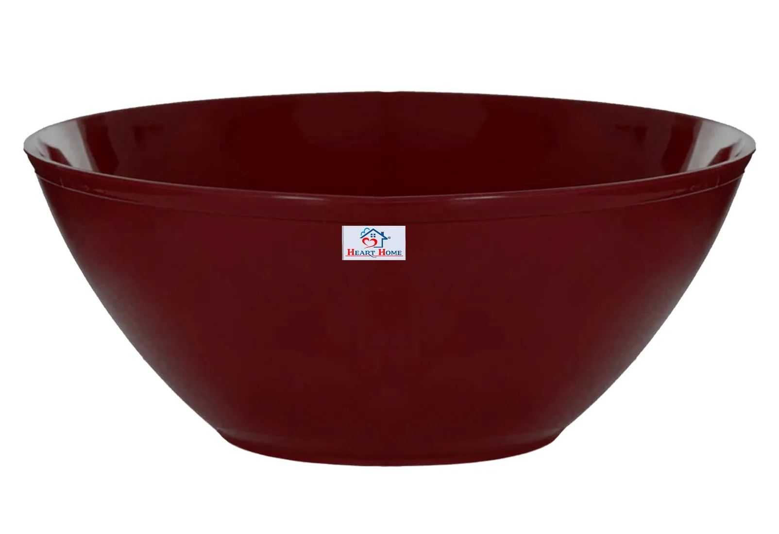 Heart Home Plastic Microwave Safe Unbreakable Mixing Bowl/Salad/Dining Table/Kitchen Plastic Bowl Set, 1500 Ml (Set of 6) Brown-KUBMART15663