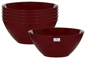 Heart Home Plastic Microwave Safe Unbreakable Mixing Bowl/Salad/Dining Table/Kitchen Plastic Bowl Set, 1500 Ml (Set of 6) Brown-KUBMART15663