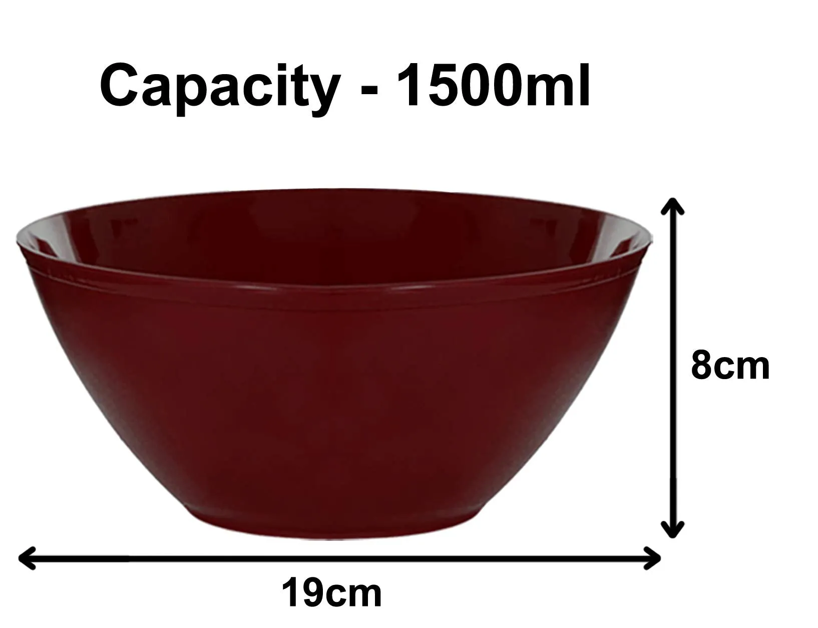 Heart Home Plastic Microwave Safe Unbreakable Mixing Bowl/Salad/Dining Table/Kitchen Plastic Bowl Set, 1500 Ml (Set of 6) Brown-KUBMART15663