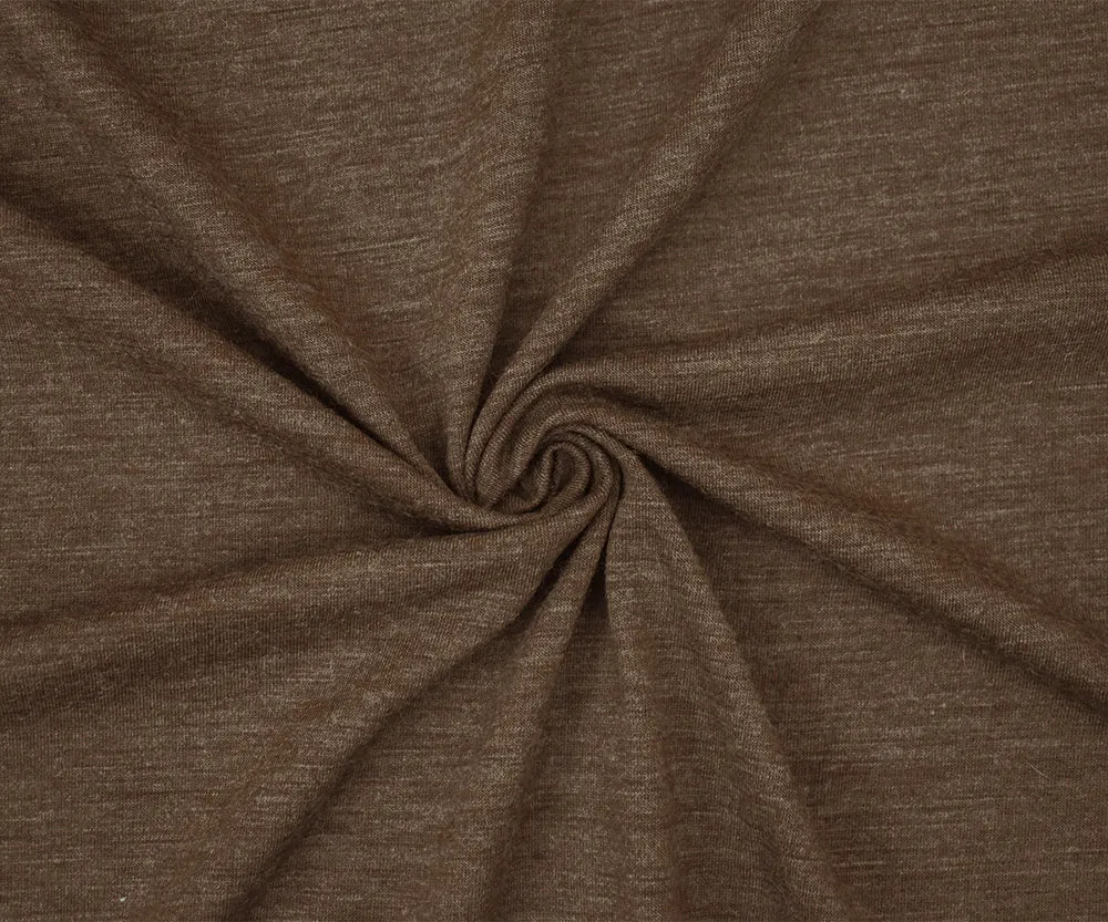 Heather Warm Brown-Gray Wool Stretch Spandex Jersey Knit Fabric