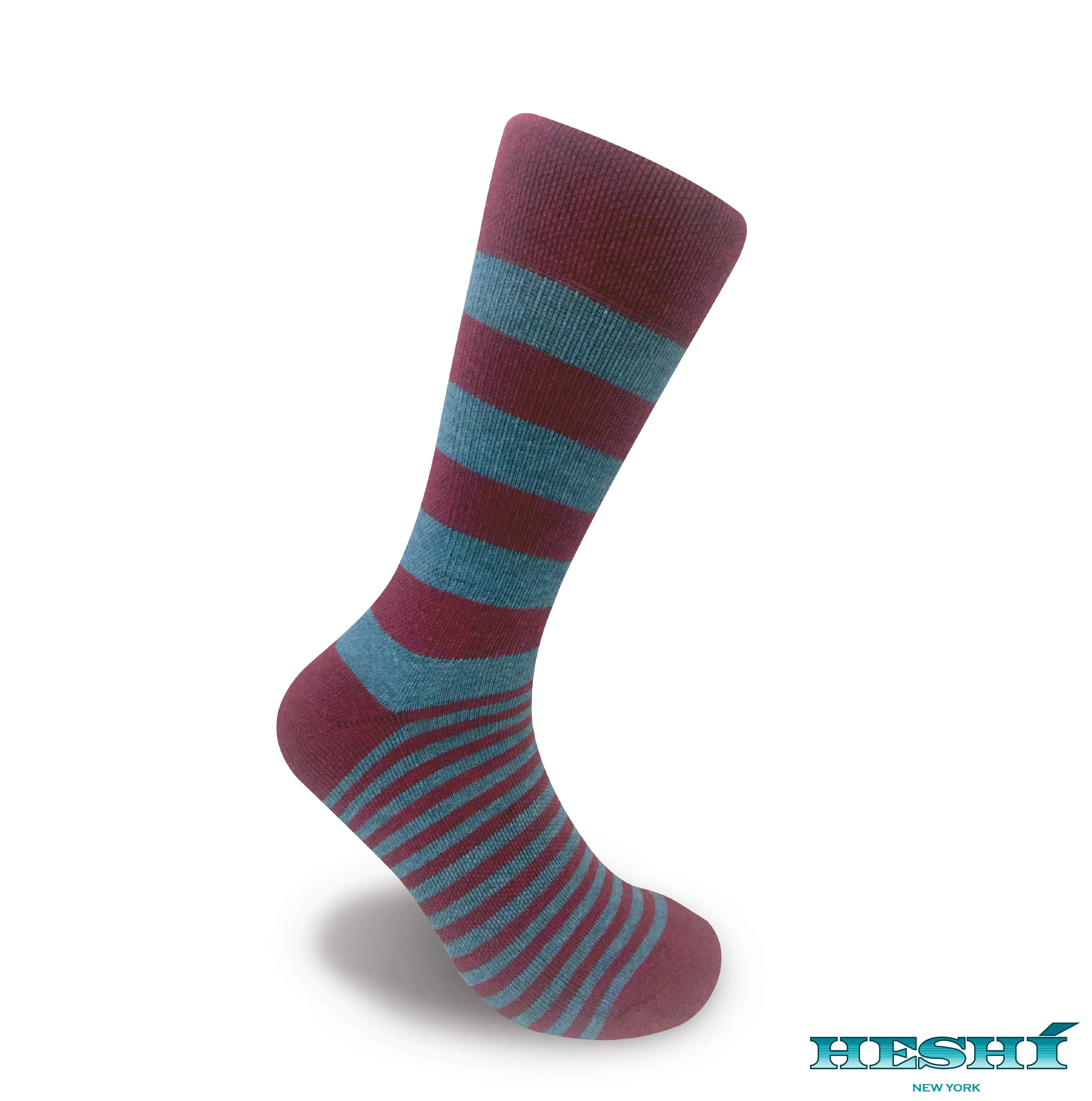 Heshí Alt Stripe Sock - Red / Heather Blue