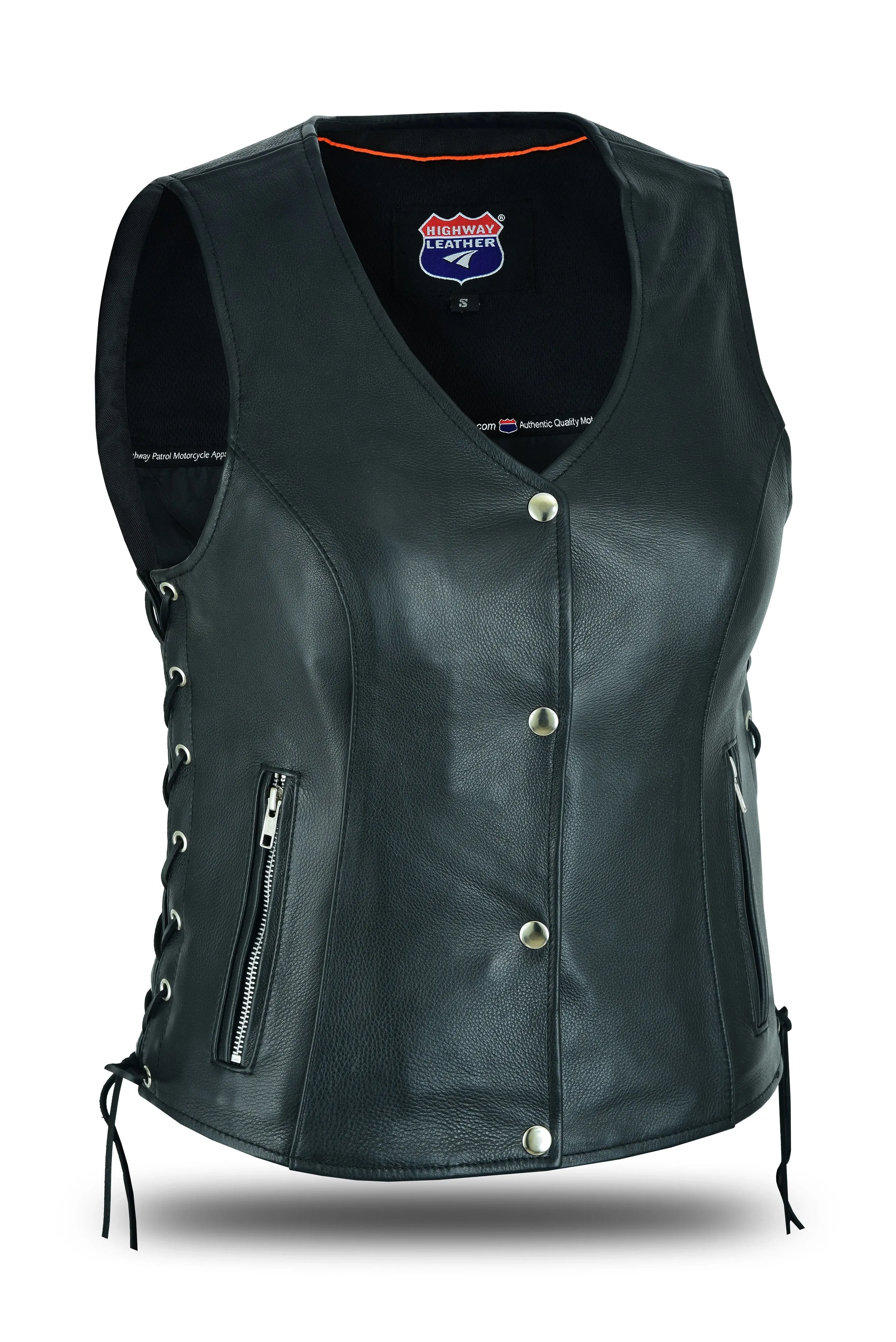 HL14851NKD Naked Women's Lace up side leather motorcycle vest