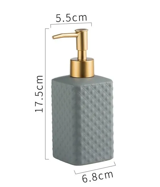 Homestic Bathroom Accessories Set | Ceramic Bathroom Tooth Brush Holder | Bathroom Soap Holder Dish | Kitchen Soap Dispenser 350 ML | Water Cup 340 ML | ZX062GY-4T | Set of 4 | Gray