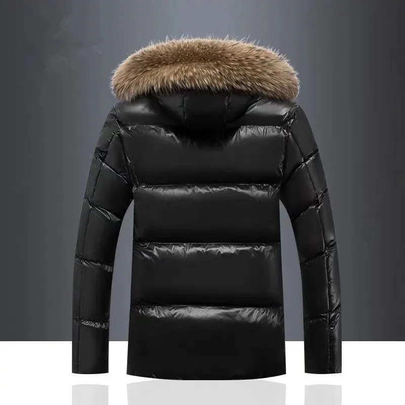 Hooded Warm Down Jacket with Large Fur Collar