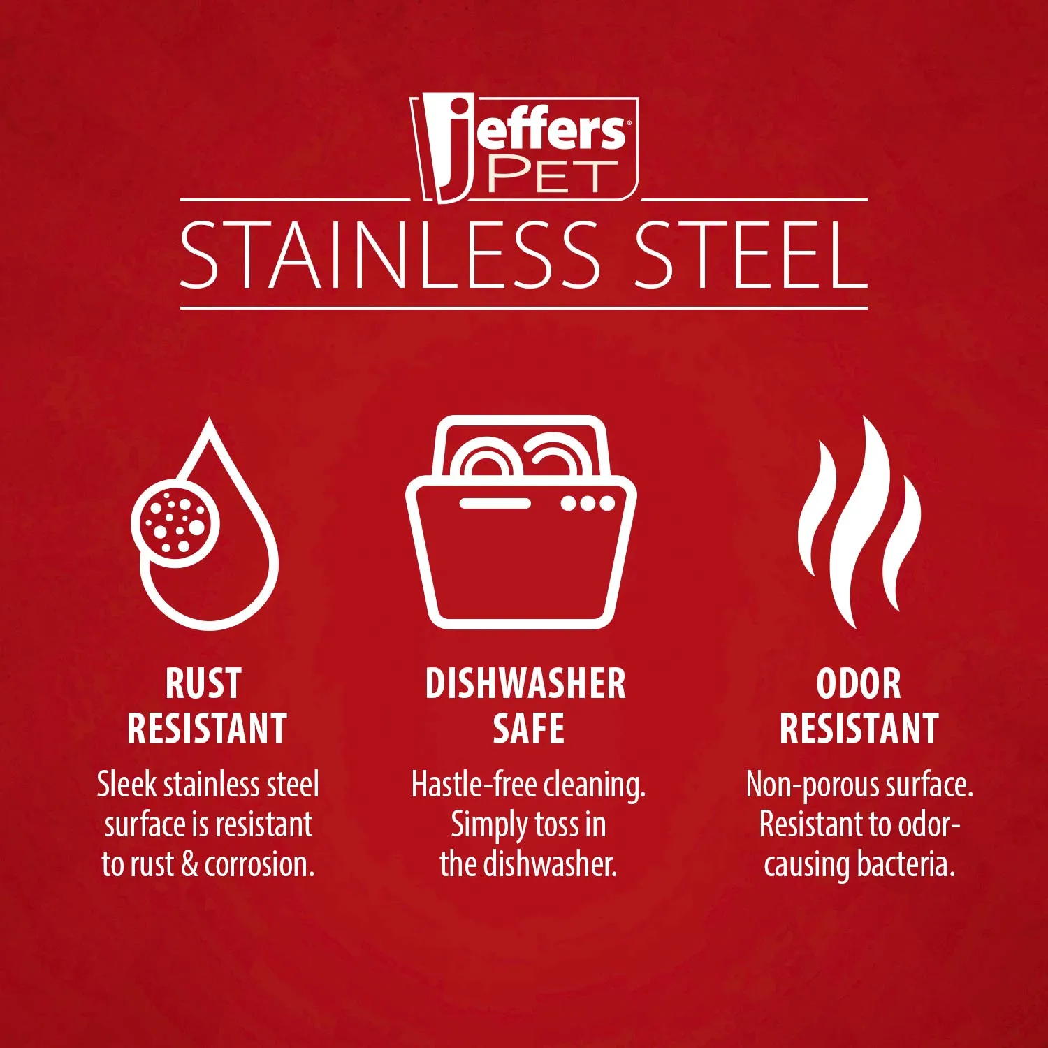 Jeffers No-Skid/No-Tip Stainless Steel Pet Bowls