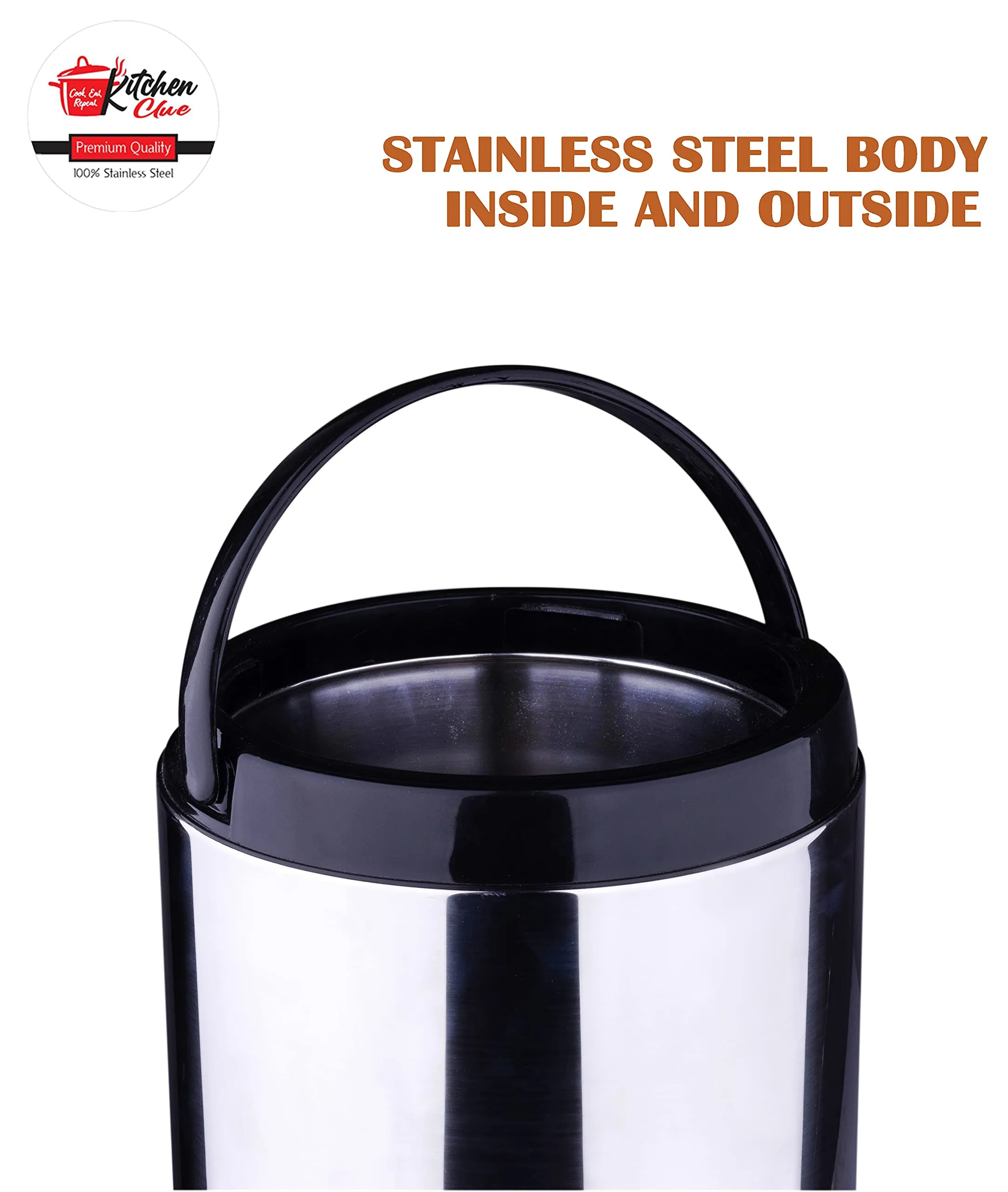 KITCHEN CLUE Stainless Steel Water Jug/Bottled I Used for Travelling, Office, Home, Kitchen I Hot and Cold Water Cooler (5 Liters)