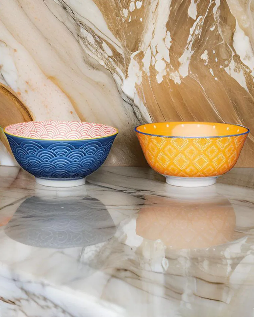 KitchenCraft Vibrant Stoneware Bowls | Set of 2 | 6 x 3 inches