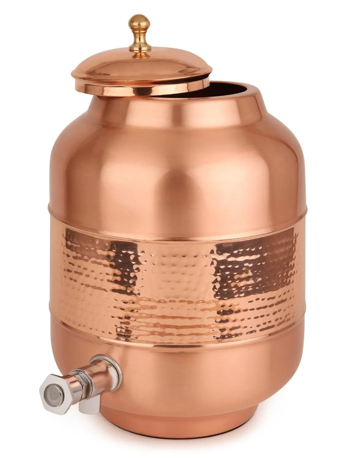 Kuber Industries 8L Leak-Proof Copper Dispenser, Water Storage Containers with Tap | Lightweight & Biodegradable Tambe Ka Matka for Home & Kitchen | Copper Utensils for Kitchen | Copper