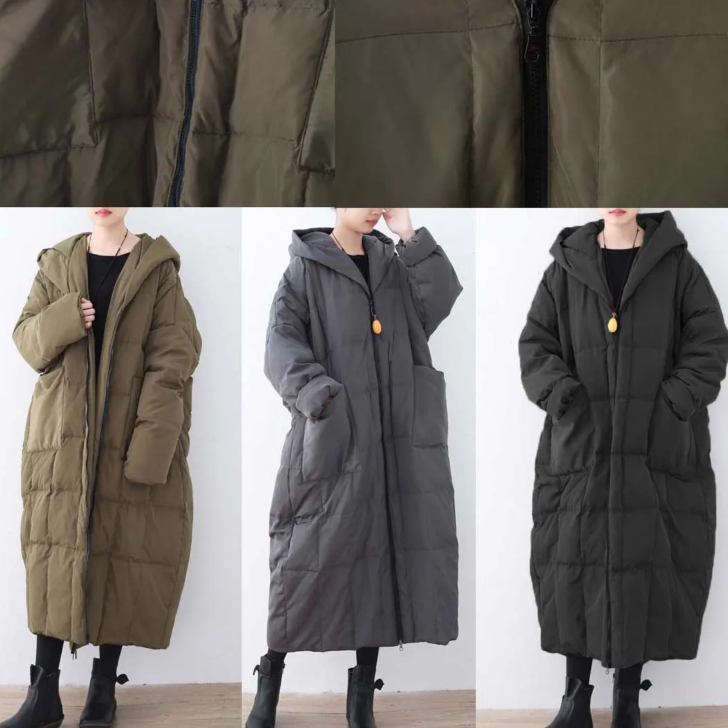 Limited Stock-Gray Warm Down Coat Plus Size Parka thick Hooded Maxi Cardigan