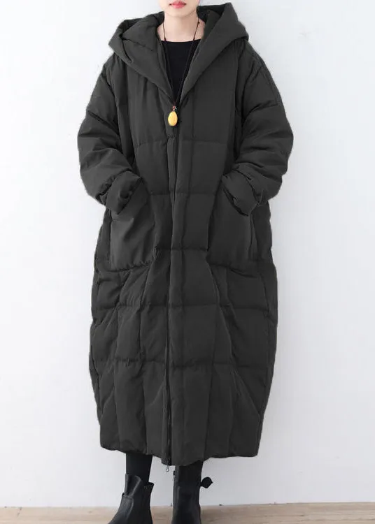 Limited Stock-Gray Warm Down Coat Plus Size Parka thick Hooded Maxi Cardigan